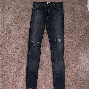 Grey distressed denim